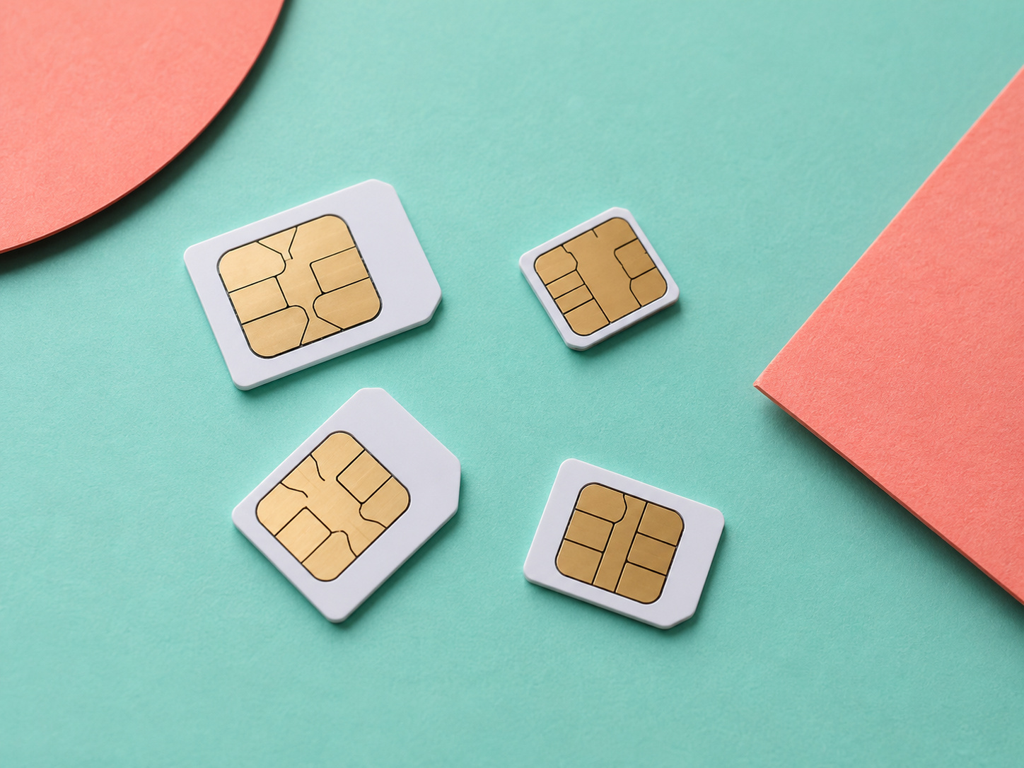 SIM cards on a teal background